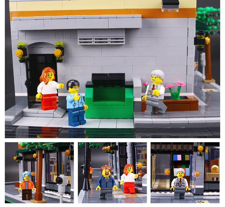 CUSTOM 15017 Building Blocks MOC Street View Starbucks Bookstore Cafe Building Brick Sets