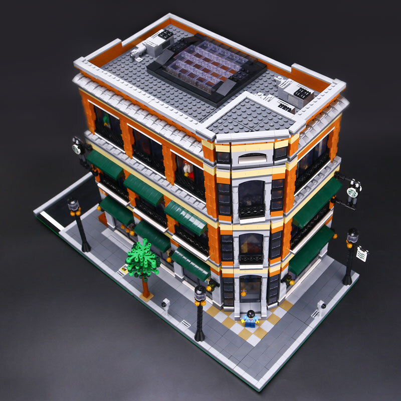 BENUTZERDEFINIERTE 15017 Bausteine MOC Street View Starbucks Buchhandlung Cafe Building Brick Sets