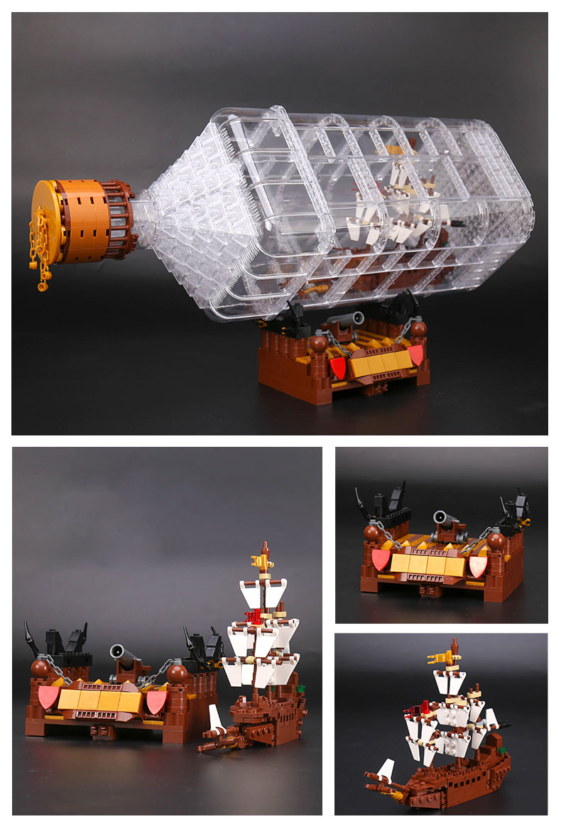 CUSTOM 16045 Building Blocks Toys MOC Ship in a Bottle Building Brick Sets