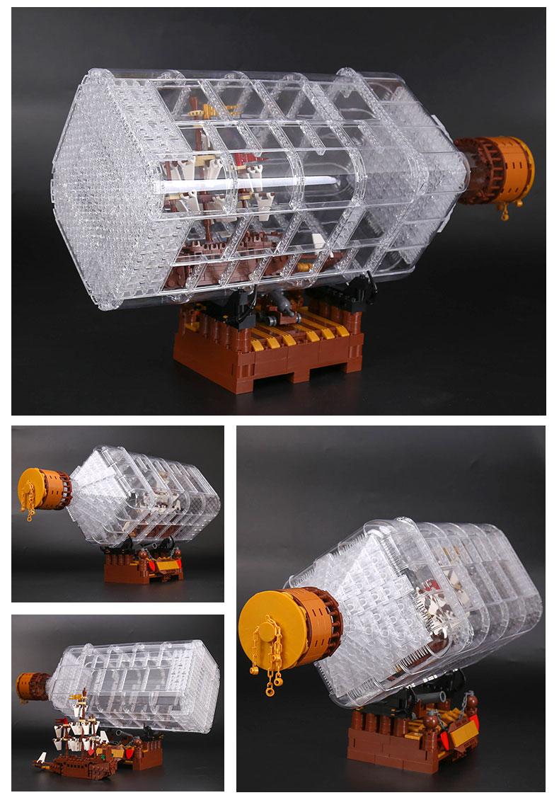 Custom 16045 MOC Ship in a Bottle Building Bricks Toy Set