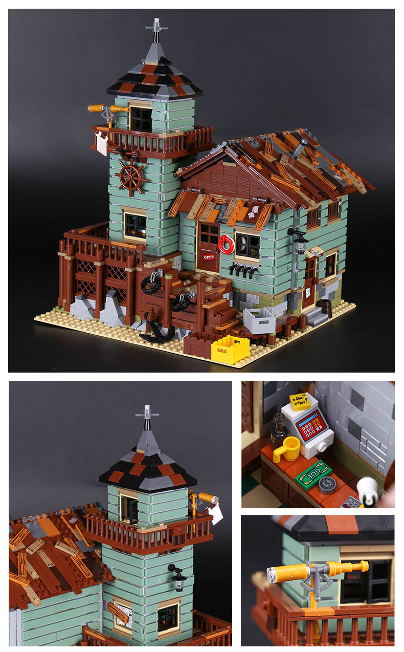 CUSTOM 16050 Building Blocks Toys Ideas Old Fishing Store Building Brick Sets