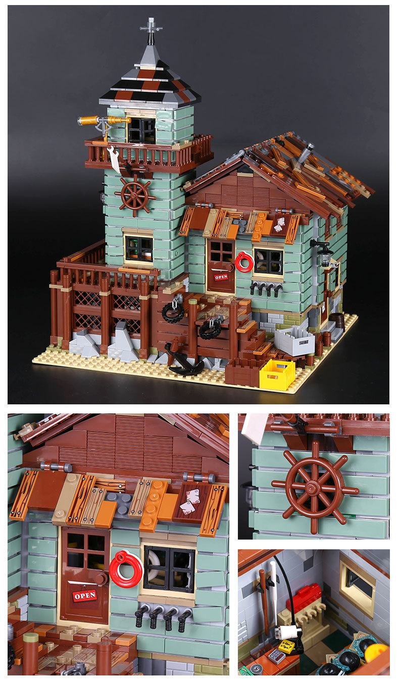 CUSTOM 16050 Building Blocks Toys Ideas Old Fishing Store Building Brick Sets