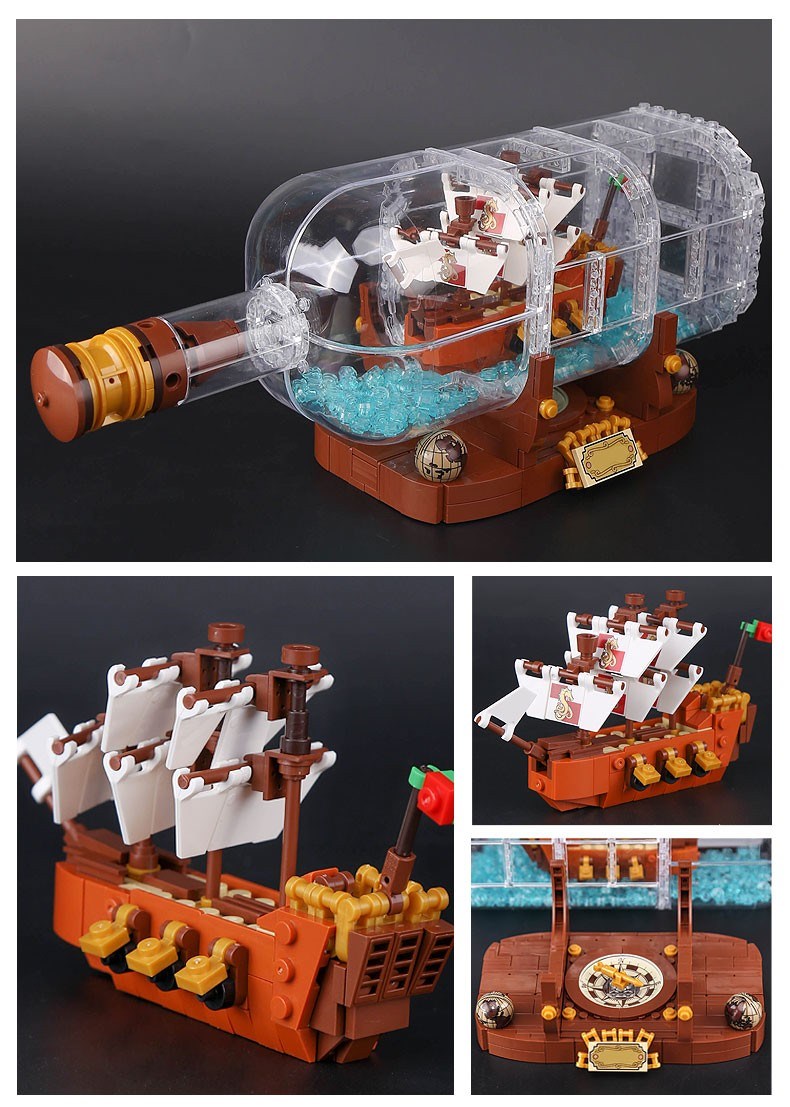 CUSTOM 16051 Building Blocks Toys Ideas Ship in a Bottle Building Brick Sets