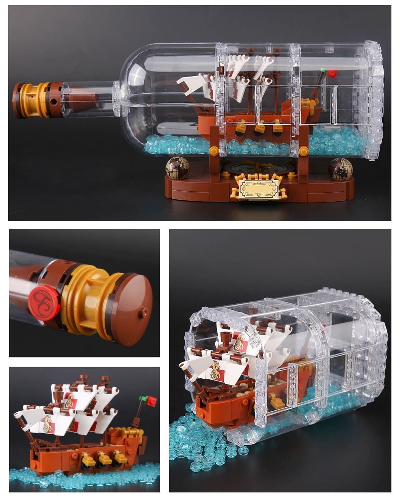 CUSTOM 16051 Building Blocks Toys Ideas Ship in a Bottle Building Brick Sets