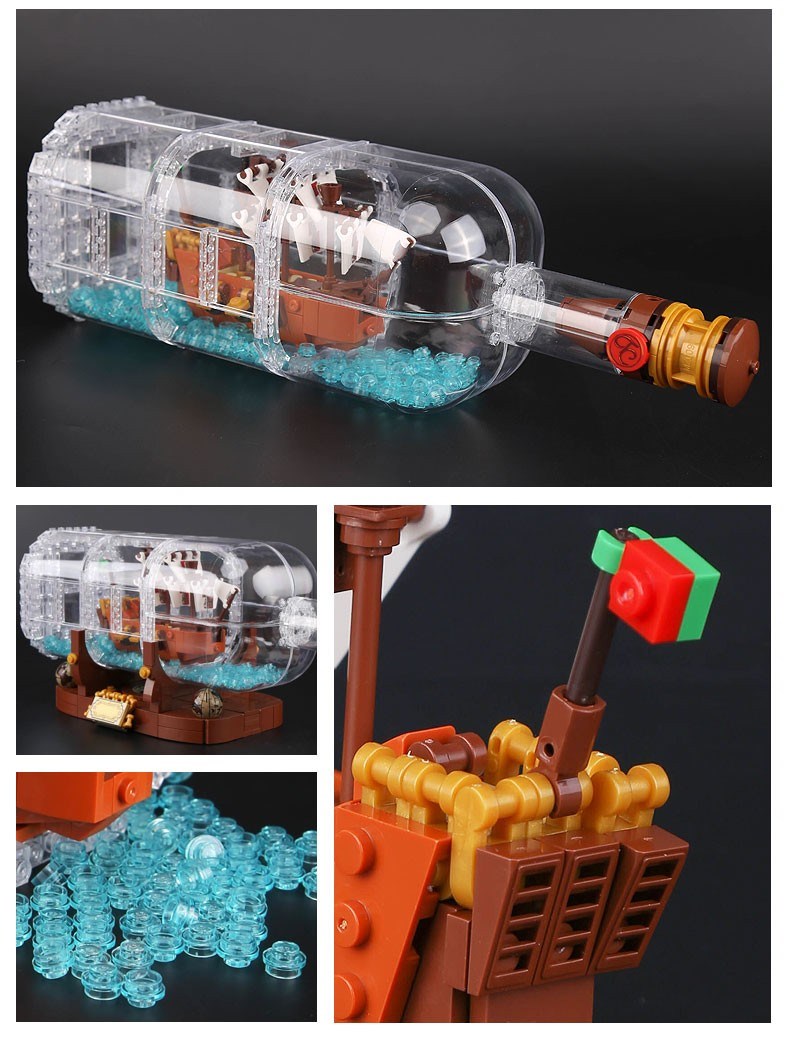 CUSTOM 16051 Building Blocks Toys Ideas Ship in a Bottle Building Brick Sets