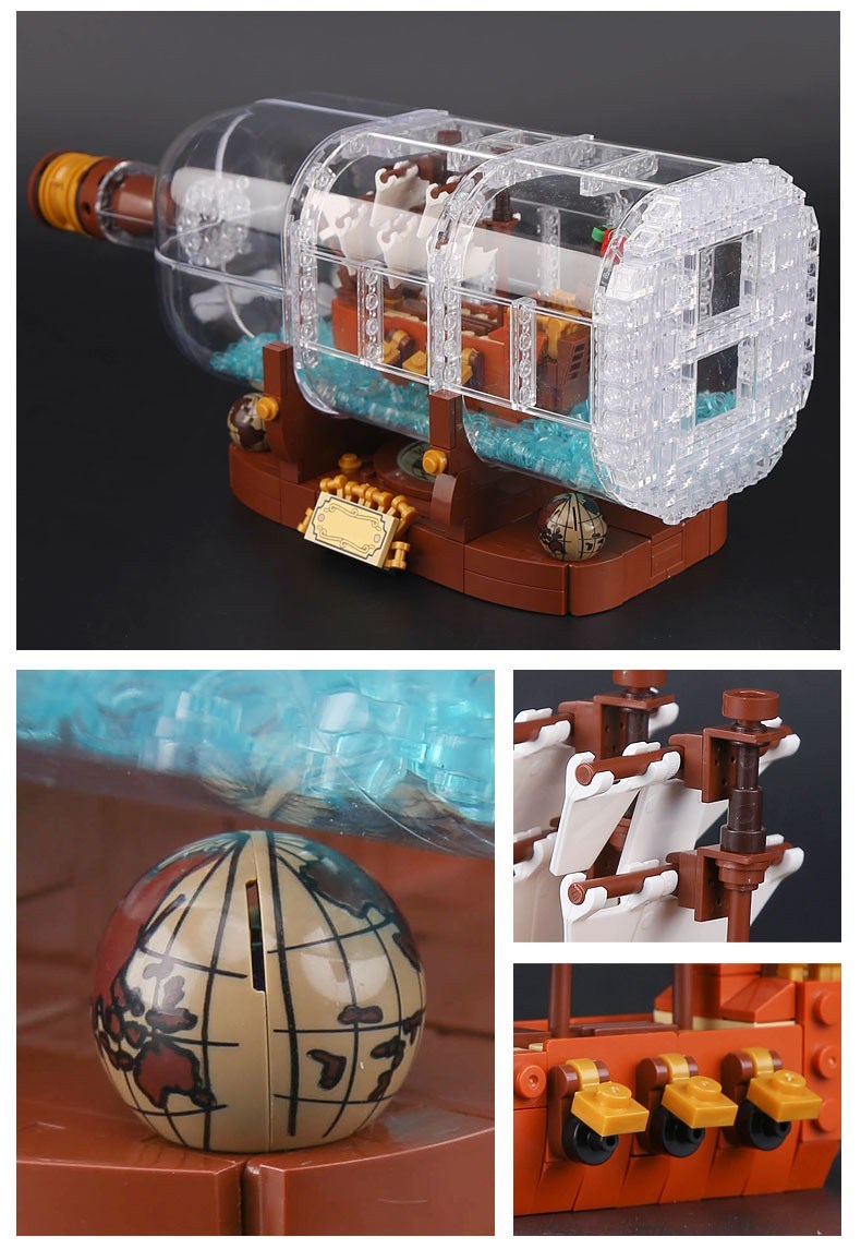 CUSTOM 16051 Building Blocks Toys Ideas Ship in a Bottle Building Brick Sets