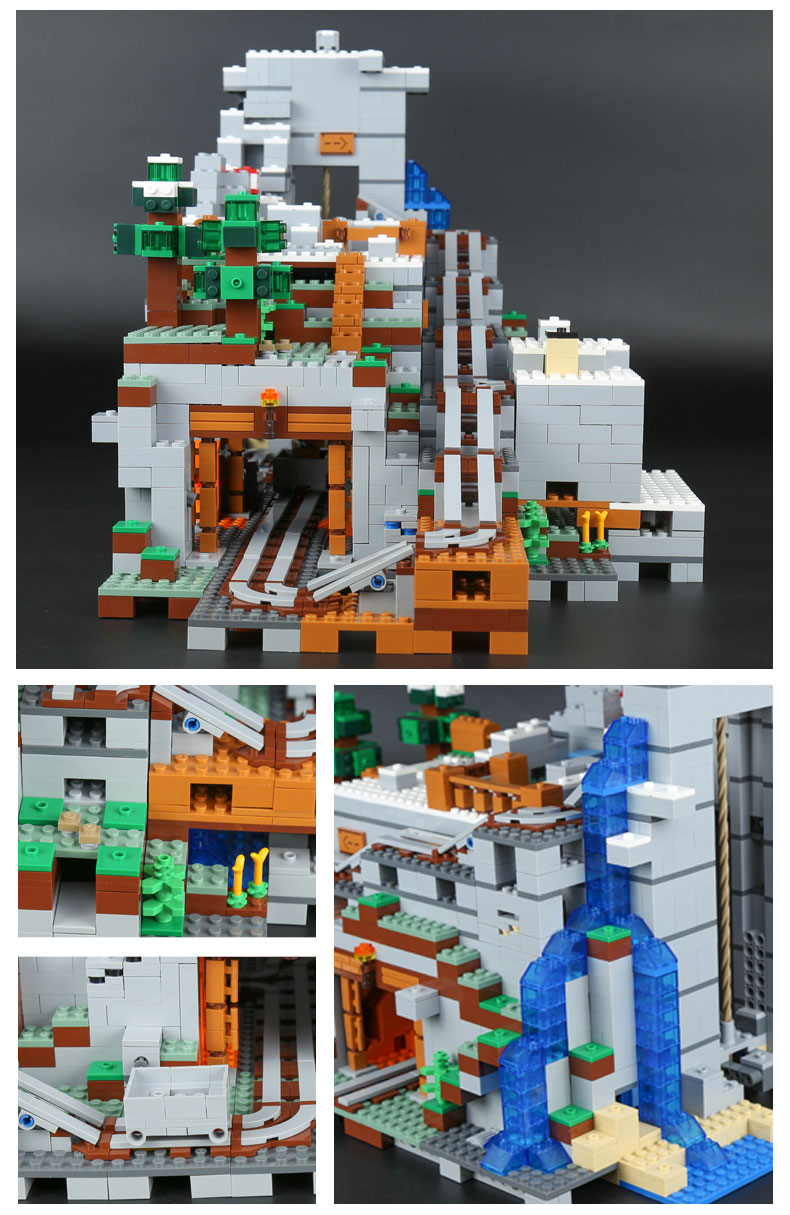 CUSTOM 18032 Minecraft The Mountain Cave Building Bricks Set