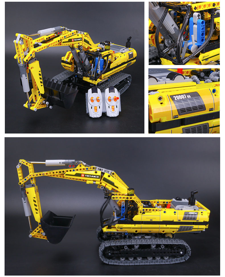 CUSTOM 20007 Building Blocks Technic Motorized Excavator Building Brick Sets