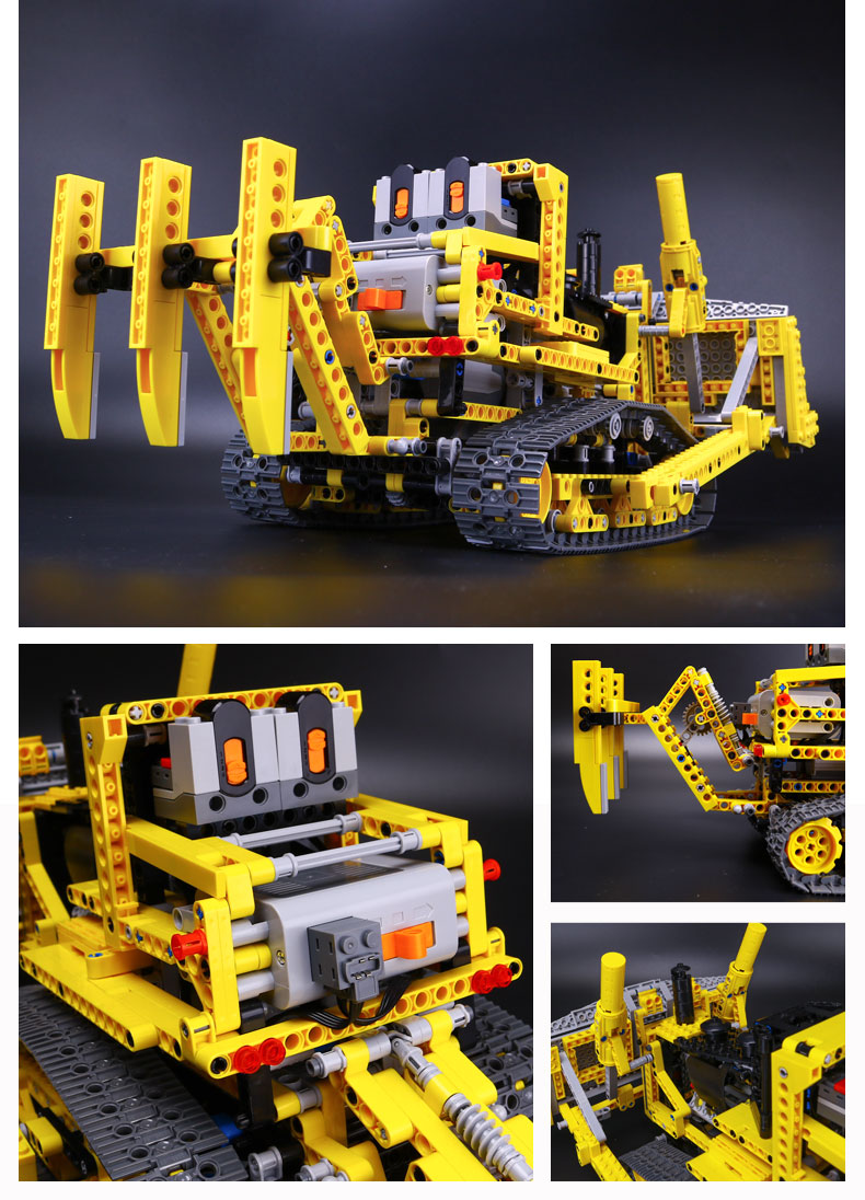 CUSTOM 20008 Building Blocks Technic Motorized Bulldozer Building Brick Sets