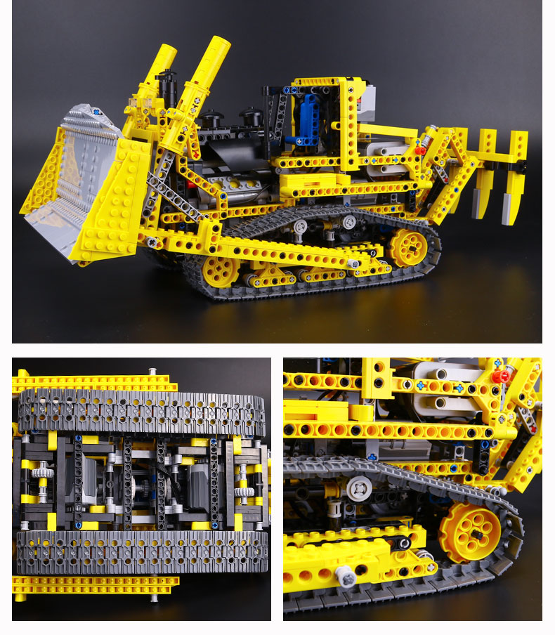 CUSTOM 20008 Building Blocks Technic Motorized Bulldozer Building Brick Sets