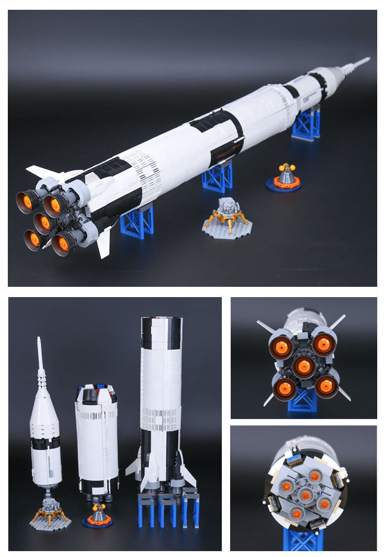 CUSTOM 37003 Building Blocks Toys Ideas NASA Apollo Saturn V Building Brick Sets