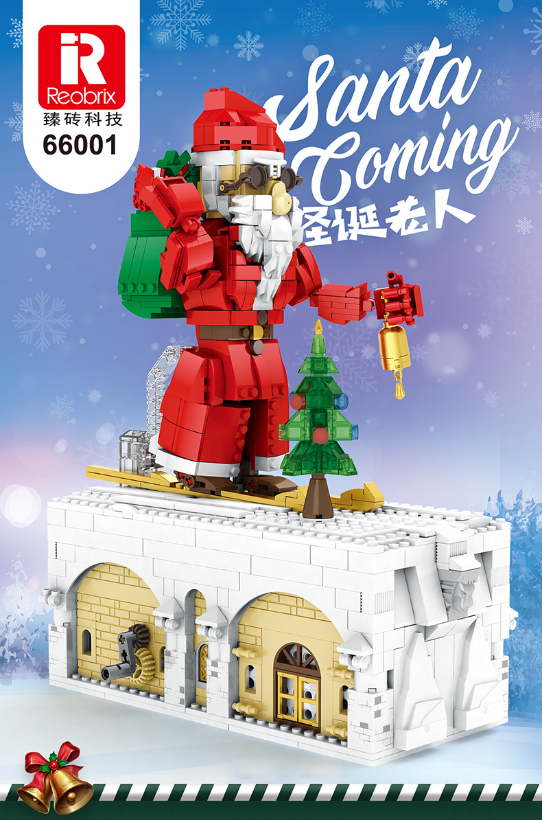 Reobrix 66001 Juego de juguetes de bloques de Papá Noel serie Feliz Navidad