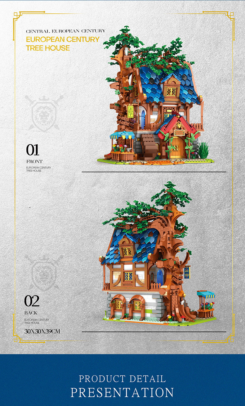 Reobrix 66008 European Medieval Architecture Series Tree House Building Toy Set