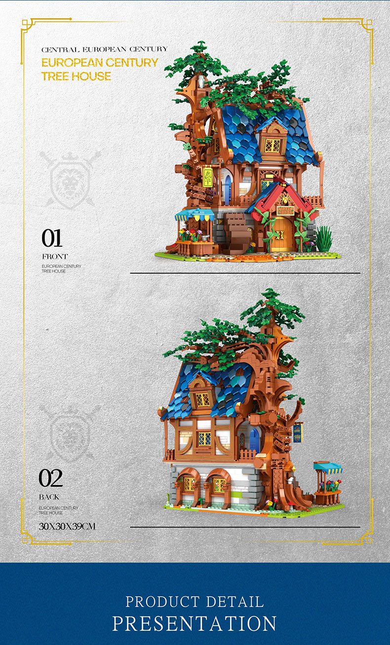 Reobrix 66008 Série d'architecture médiévale européenne Tree House Building Toy Set