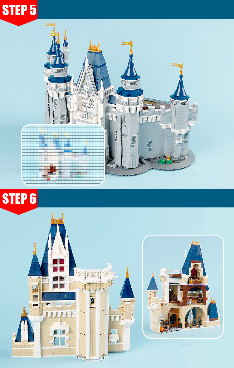 CUSTOM 16008 Building Blocks Disney Castle Building Brick Sets