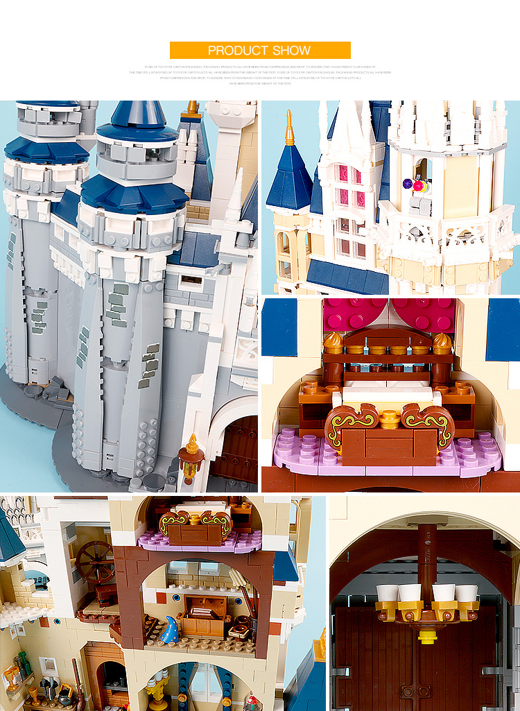 CUSTOM 16008 Building Blocks Disney Castle Building Brick Sets