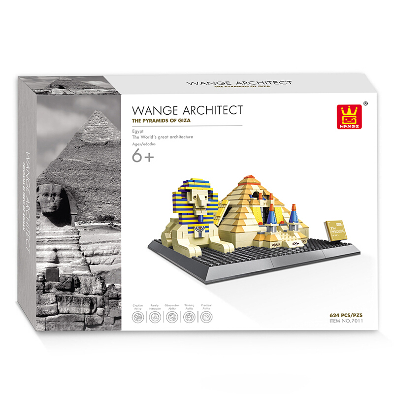 WANGE Architecture Pyramids of Giza, Egypt Building 4210 Building Blocks Toy Set