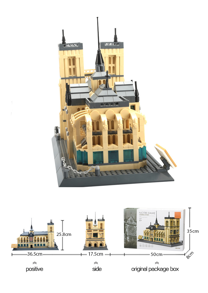 WANGE Architecture Notre Dame Cathedral 5210 Building Blocks Toy Set