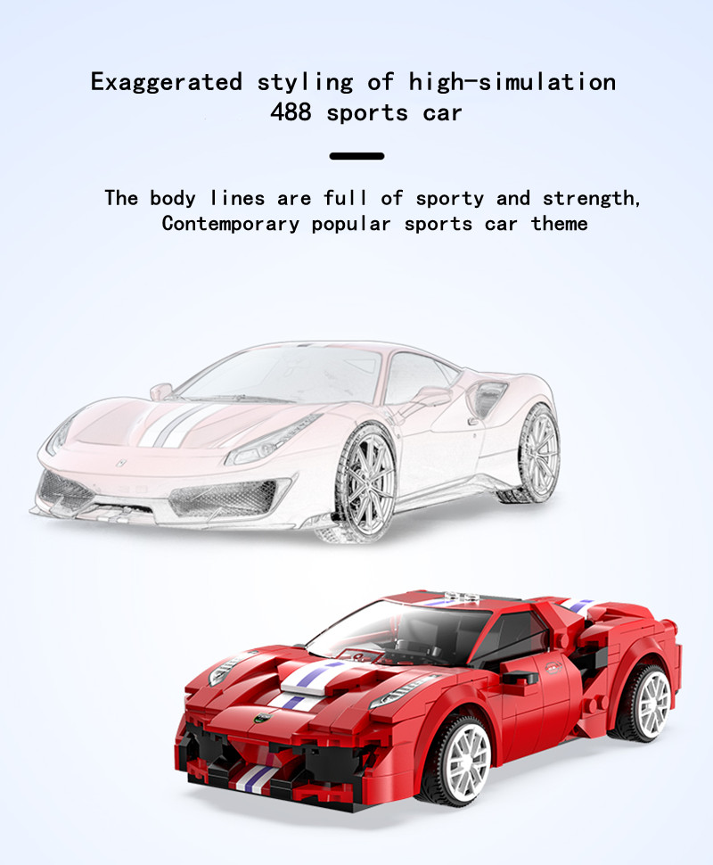 CADA 51072 Serie inteligente de ciencia y educación Red Track Sports Car Building Blocks Toy Set