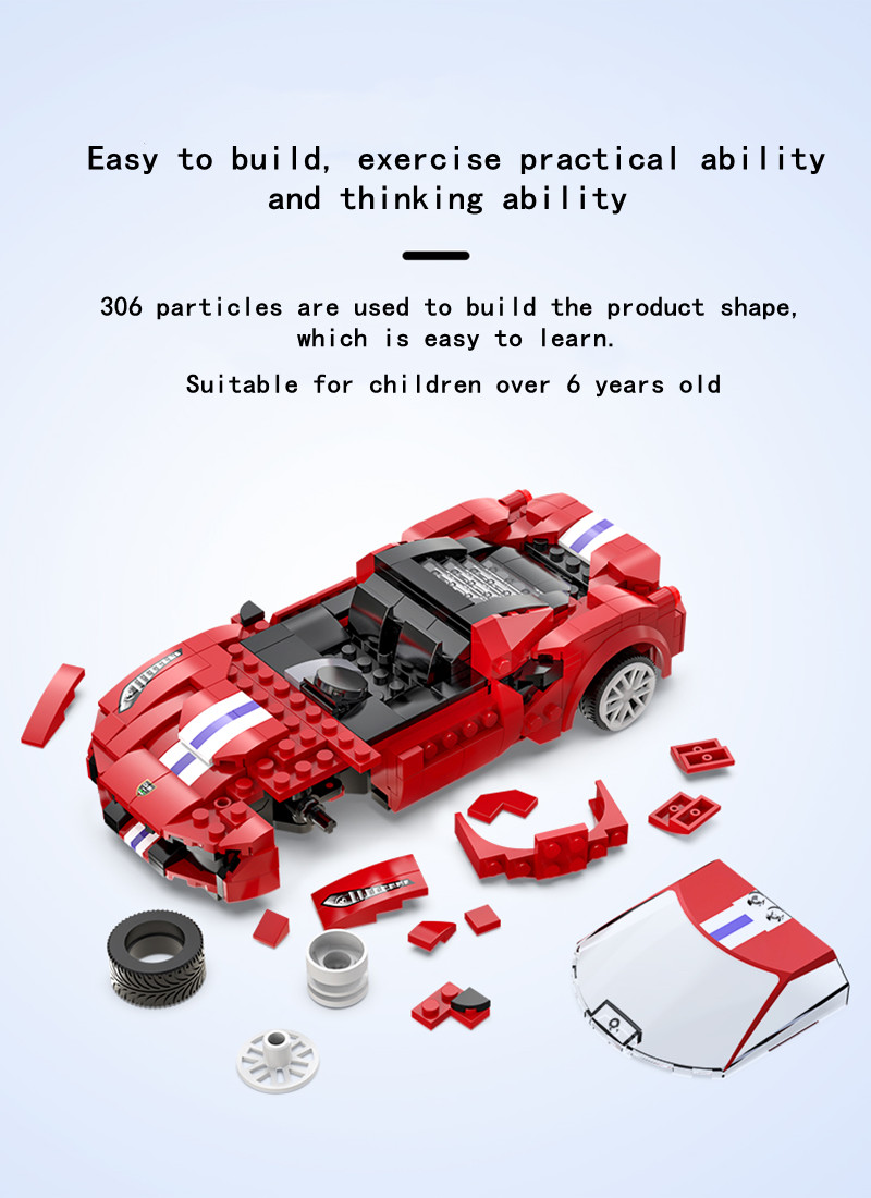 CADA 51072 Intelligent Science and Education Series Red Track Sports Car Building Blocks Toy Set