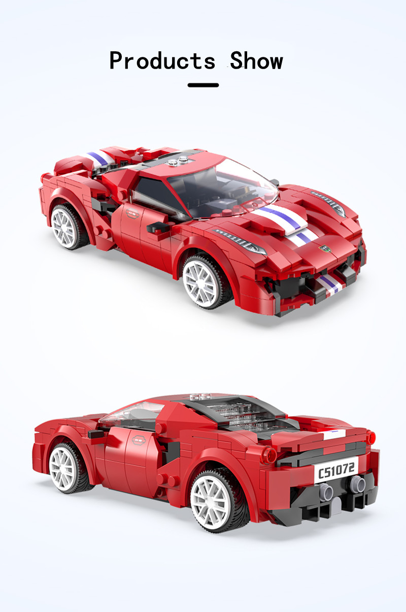 CADA 51072 Intelligent Science and Education Series Red Track Sports Car Building Blocks Toy Set