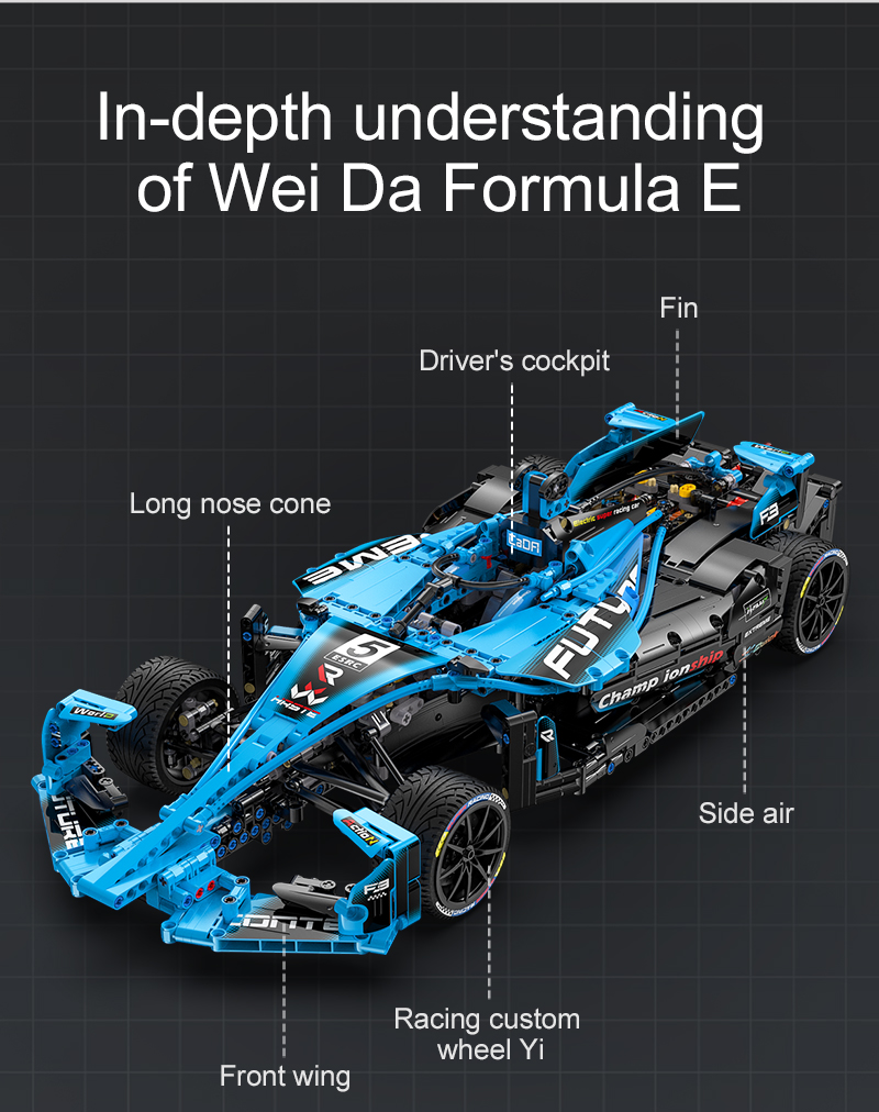 CADA 64004 기술 시리즈 포뮬러 E F1 자동차 빌딩 블록 장난감 세트