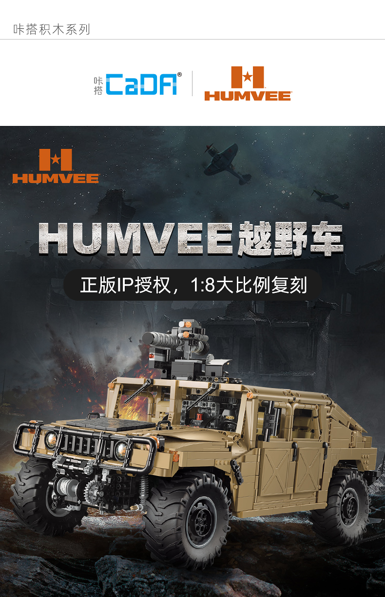 CADA C61036 1:8 HUMVEE Baustein-Spielzeugset