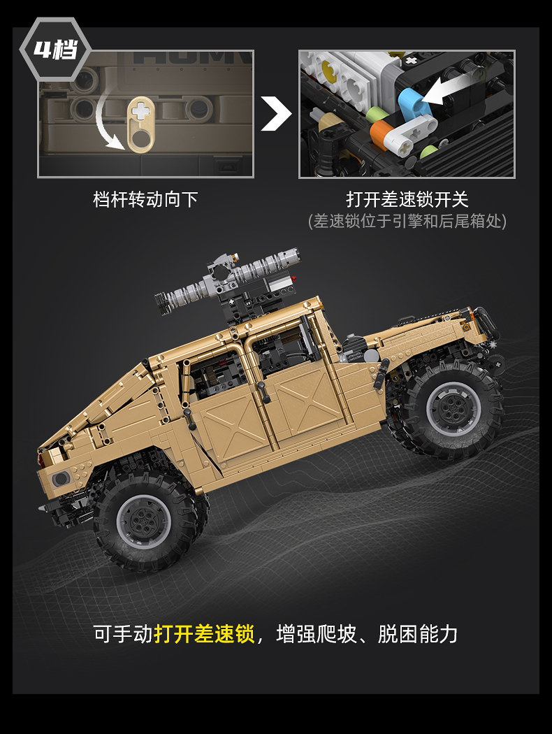 CADA C61036 1:8 HUMVEE Baustein-Spielzeugset