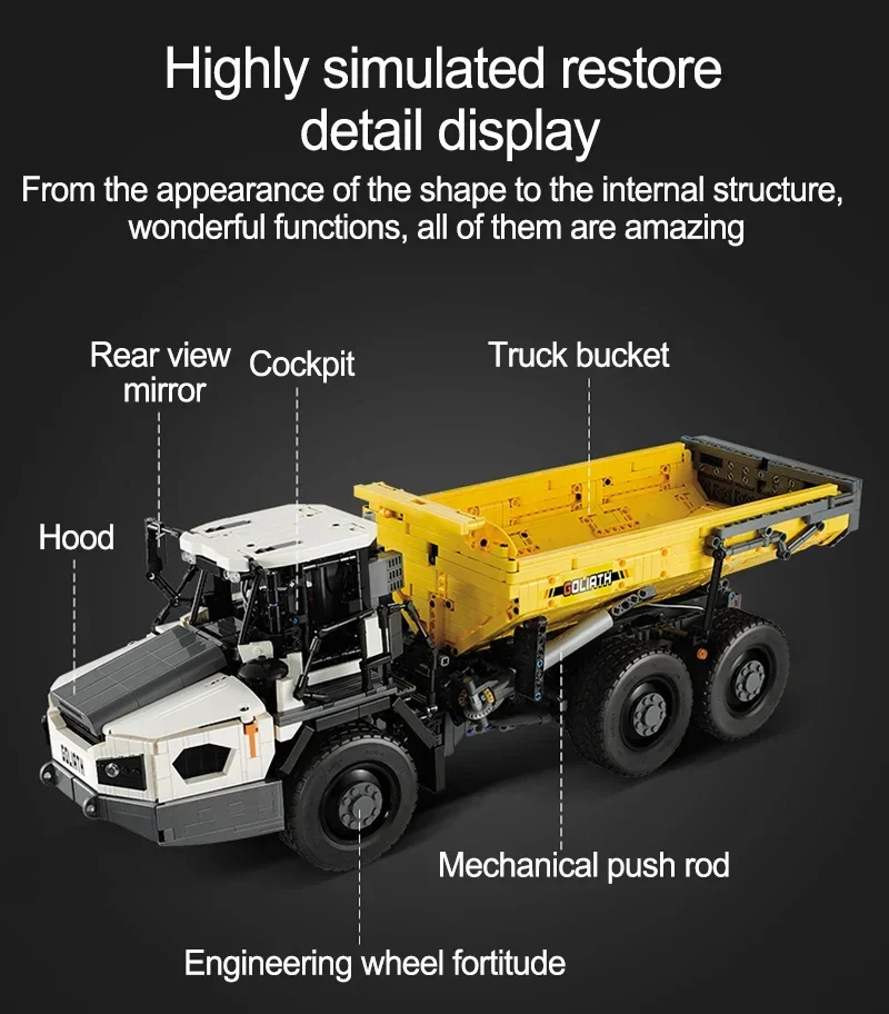 Cada C61054 Articulated Engineering Dump Truck Building Blocks Toy Set