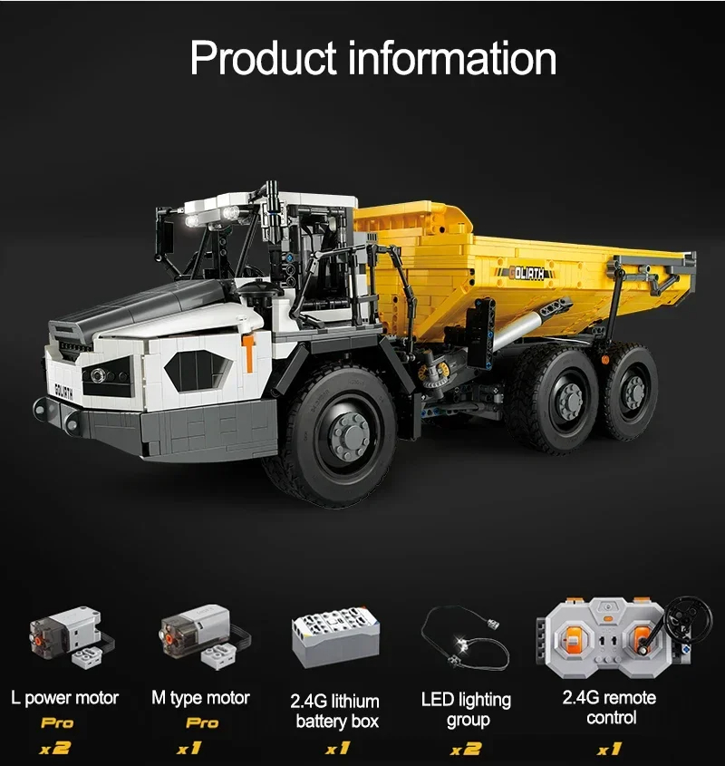 Cada C61054 Articulated Engineering Dump Truck Building Blocks Toy Set