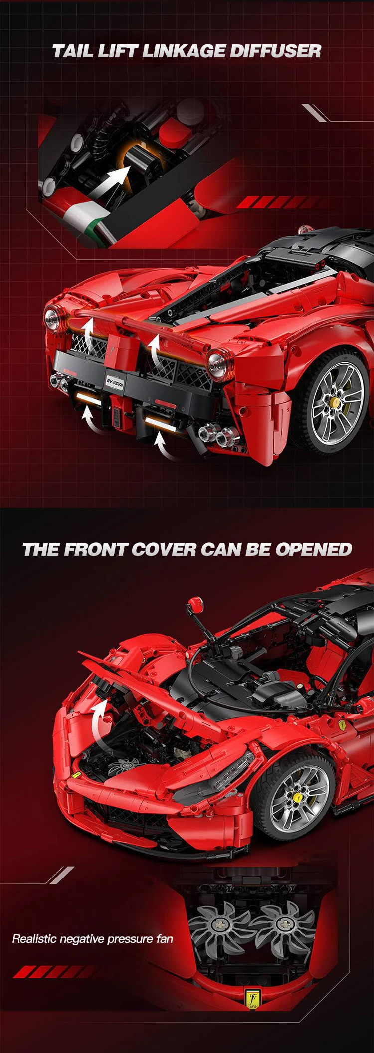 Cada C61505 Laferrari Viva Hypercar Red Racing Car Building Blocks Toy Set