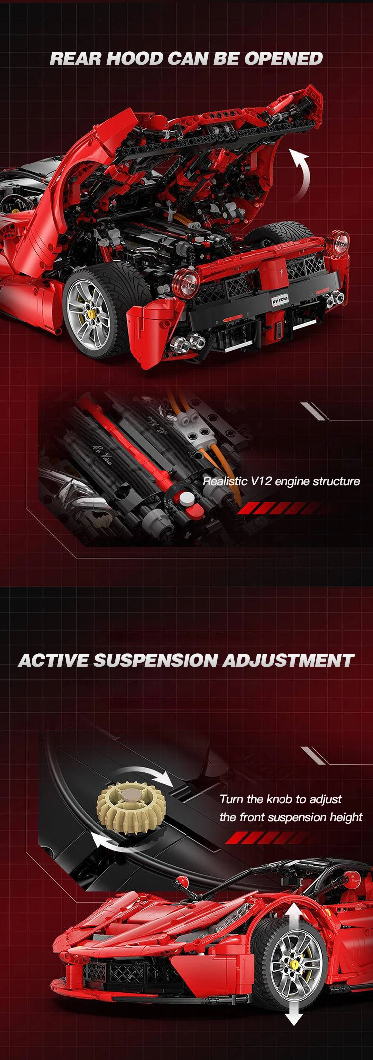 Cada C61505 Laferrari Viva Hypercar Red Racing Car Building Blocks Toy Set