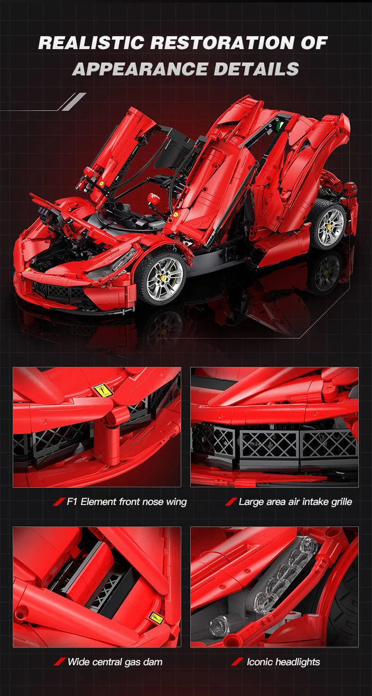 Cada C61505 Laferrari Viva Hypercar Red Racing Car Building Blocks Toy Set