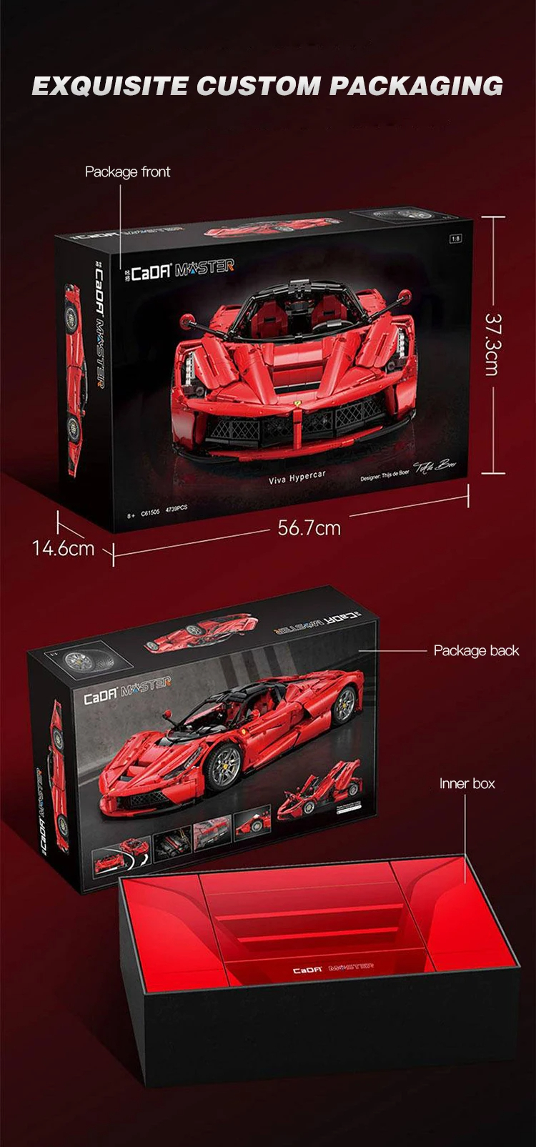Cada C61505 Laferrari Viva Hypercar Red Racing Car Building Blocks Toy Set
