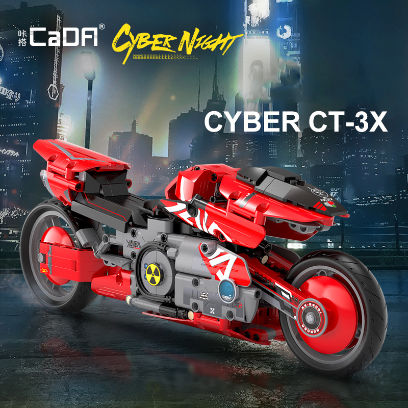 CADA C64001 Cyber Night Series Cyber Grass Juego de bloques de construcción de motocicletas