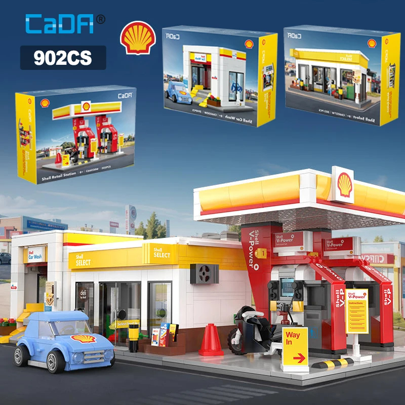 Cada C66026 Shell Gas Station Building Blocks Toy Set