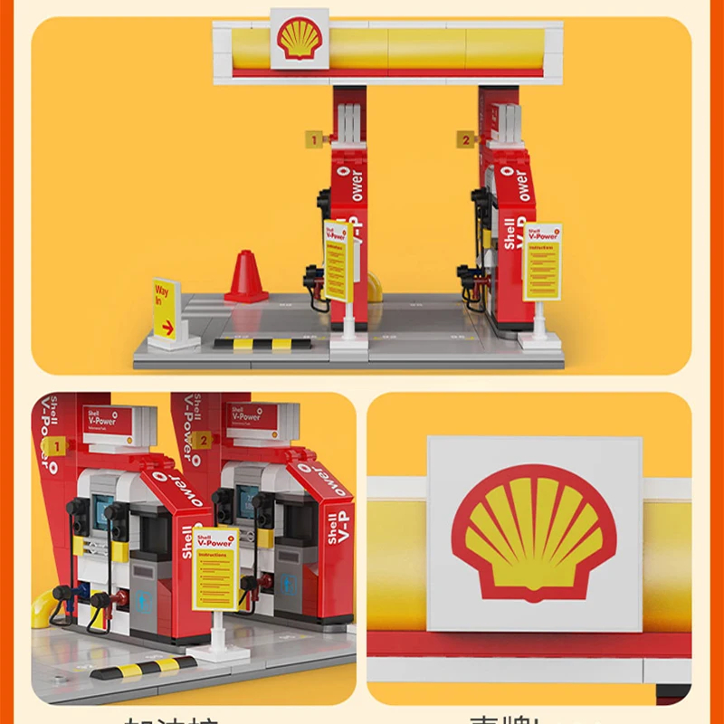 Cada C66026 Shell Gas Station Building Blocks Toy Set