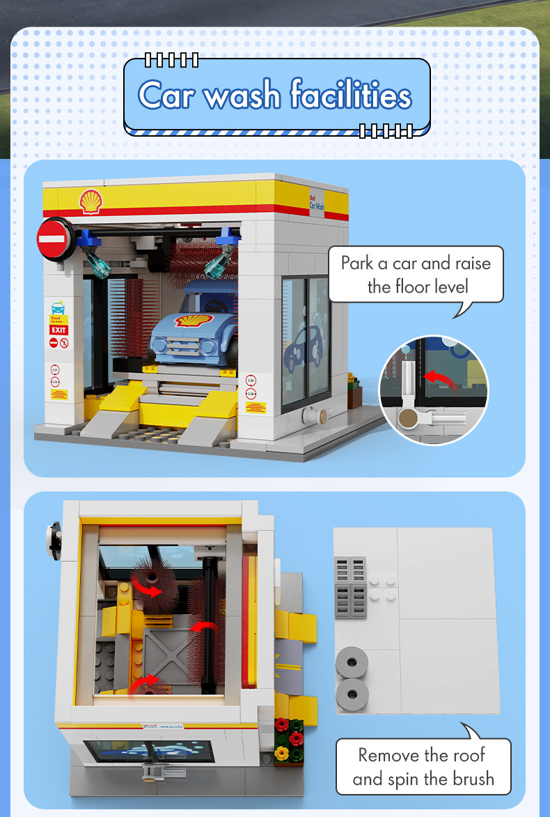 Cada C66030 Shell Car Wash - Juego de bloques de construcción