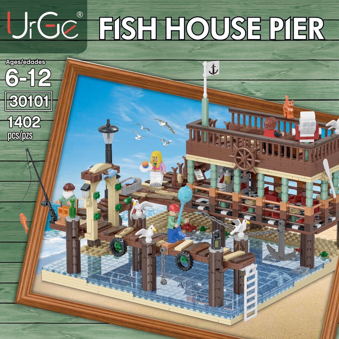Customer Fish House Pier For Old Fishing Store 1402 Pieces BuildingToyStore