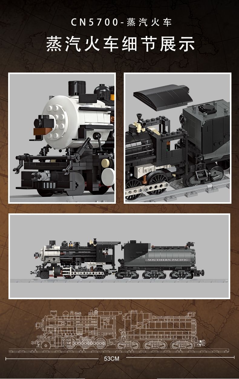 JIESTAR 59003 Steam Train Building Brick Toy Set