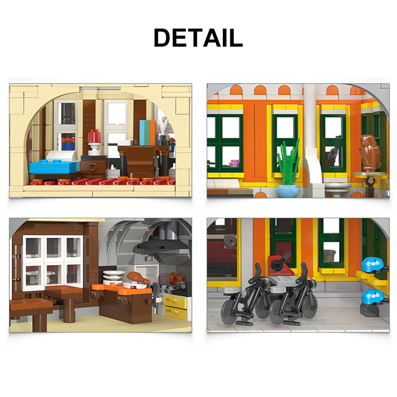 JIESTAR 89132 Street View Series Lisbonne Tram Station Building Block Toy Set