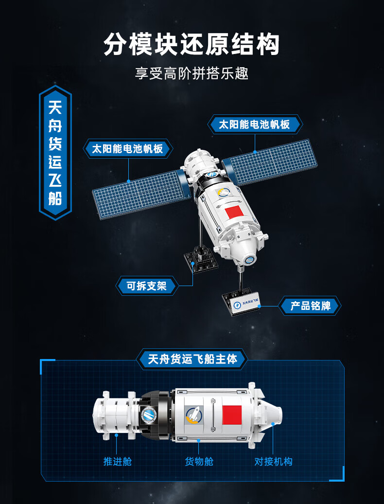 Keeppley K10204 Tianzhou Cargo vaisseau spatial bloc de construction ensemble de jouets