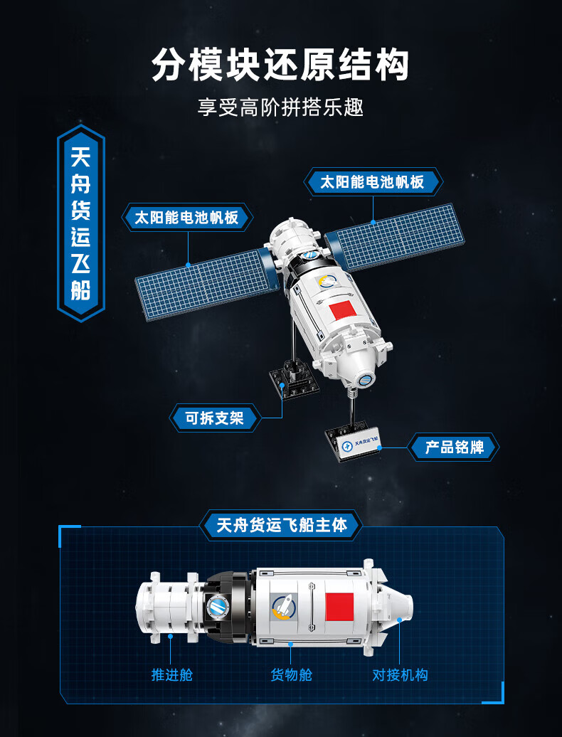 Keeppley K10204 Tianzhou Cargo Nave Espacial Juego de Juguetes de Bloques de Construcción