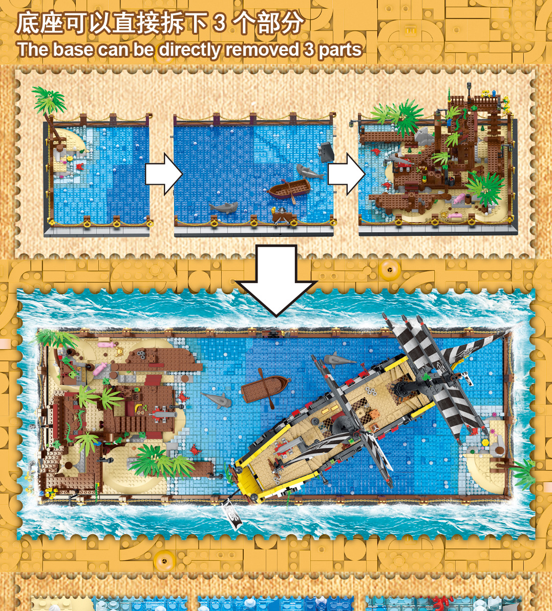 MORK 031002 Creative Series Booty Bay Piratenschiff-Modellbausteine-Spielzeugset
