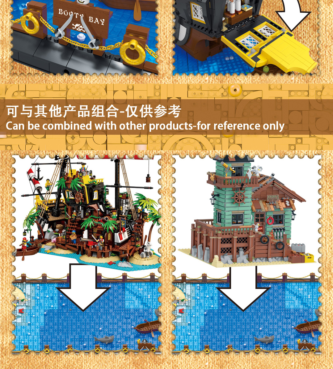MORK 031002 Creative Series Booty Bay Piratenschiff-Modellbausteine-Spielzeugset