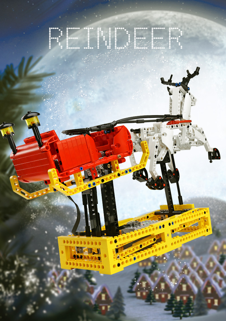 MOULD KING 10010 Sled Reindeer Building Block Toy Set