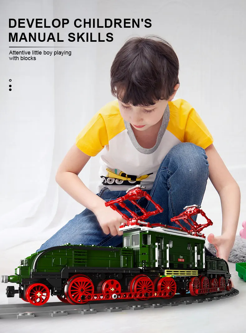 Mould King 12023 Krokodil-Elektrolokomotive Bausteine-Spielzeugset