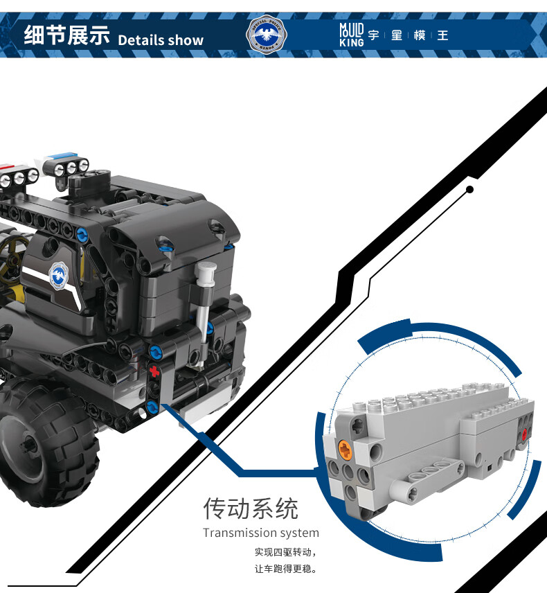 MOLD KING 13005 Spezial-Polizei-Patrouillenfahrzeug-Baustein-Spielzeugset