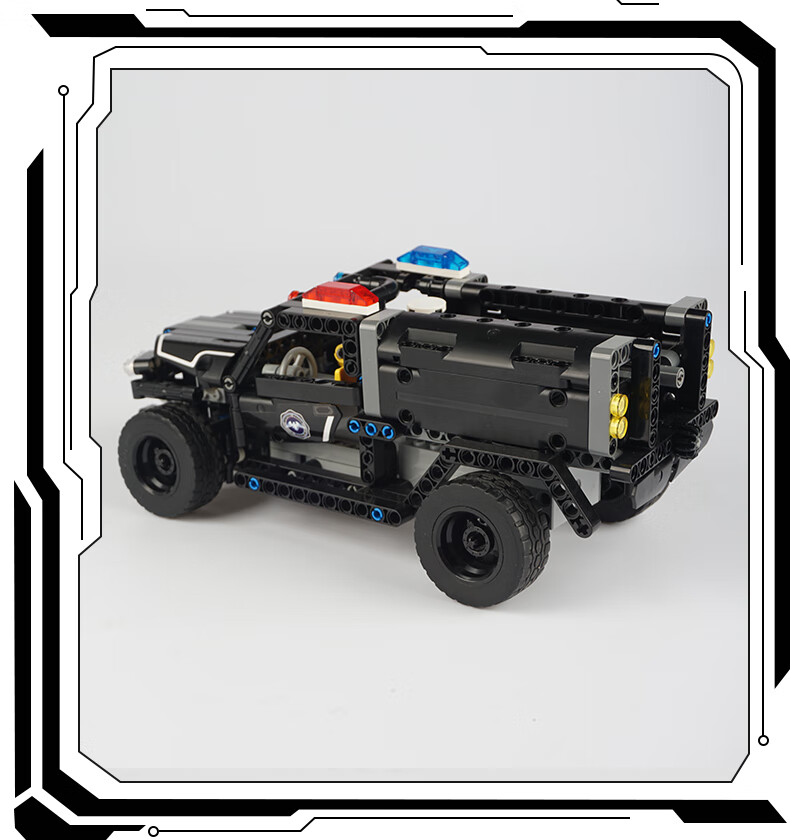 MOULD KING 13006 Ensemble de jouets de bloc de construction de camion de canon à eau de police spéciale