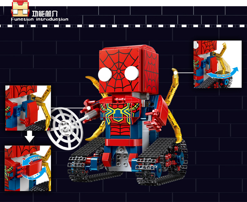 Mould King 13039 Spider Man Walking Brick Remote Control Building Blocks Toy Set